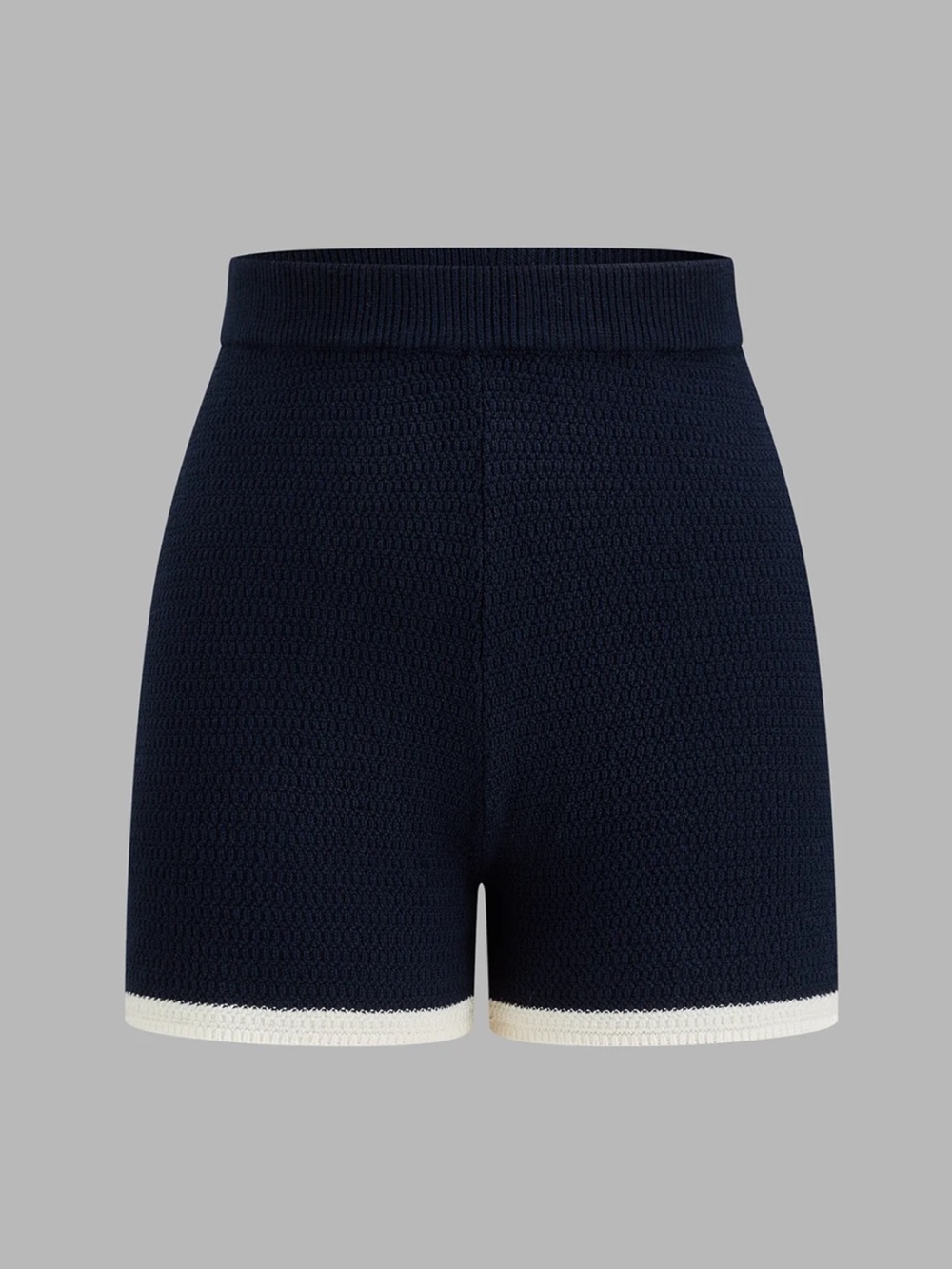 Commense Sleeveless Navy Knit Shorts Set with Contrast Trim Medium - Picture 4 of 9